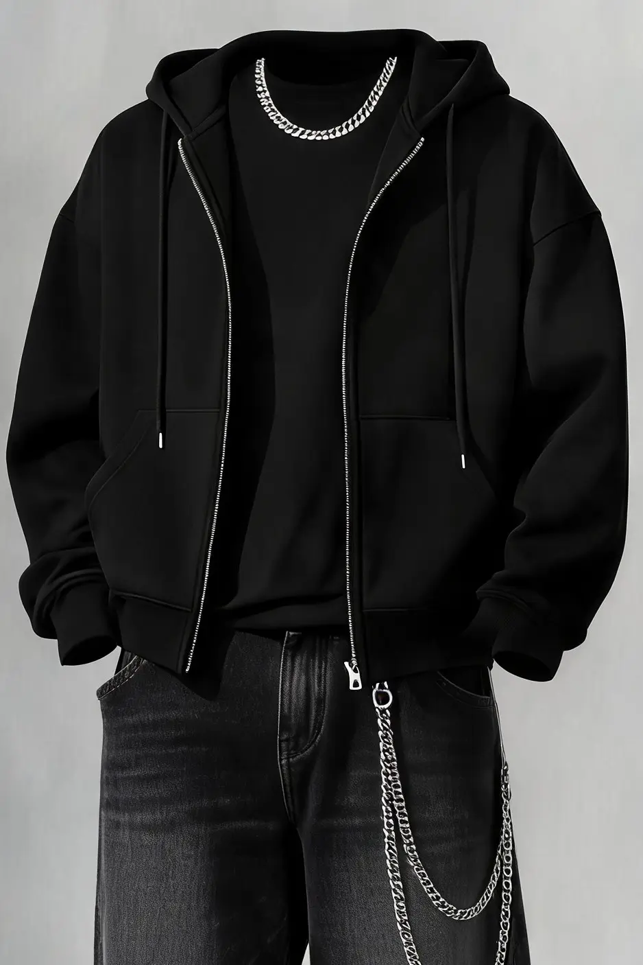 Illustration of the Manfinity Hypemode boxy cropped zip hoodie